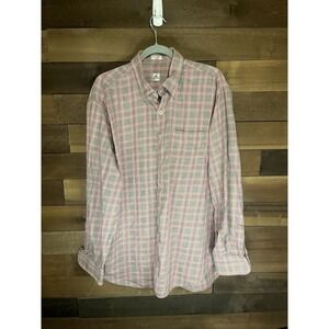 Peter Millar Men's Button Down Shirt Red Plaid Long Sleeve Size XL